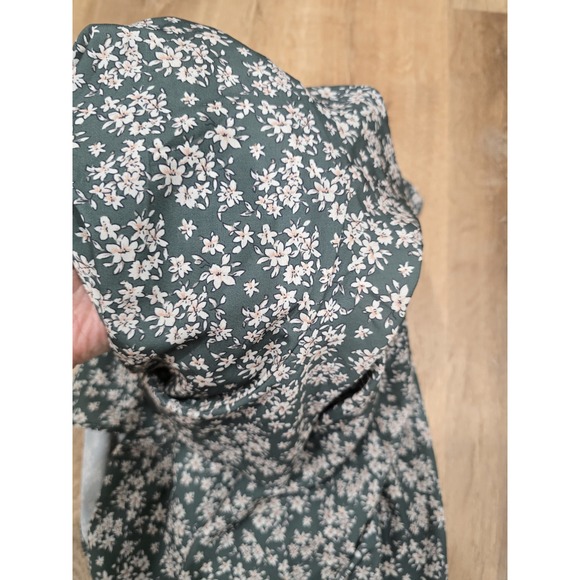 Wishlist Women's Floral Print Wrap Maxi Skirt S Small Green Cream Slit High Low - Picture 12 of 12